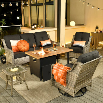 Conversation Set 5-Piece PAD Series include Rocking Chair & 47"Fire Pit Table