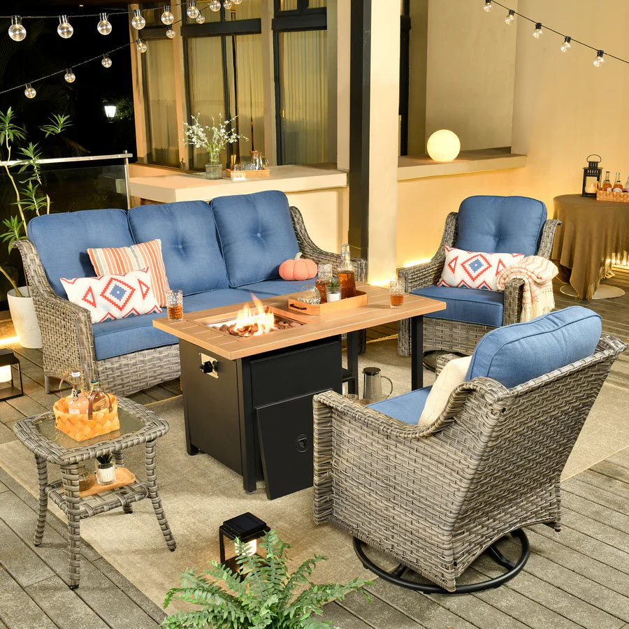 Conversation Set 5-Piece PAD Series include Rocking Chair & 47"Fire Pit Table