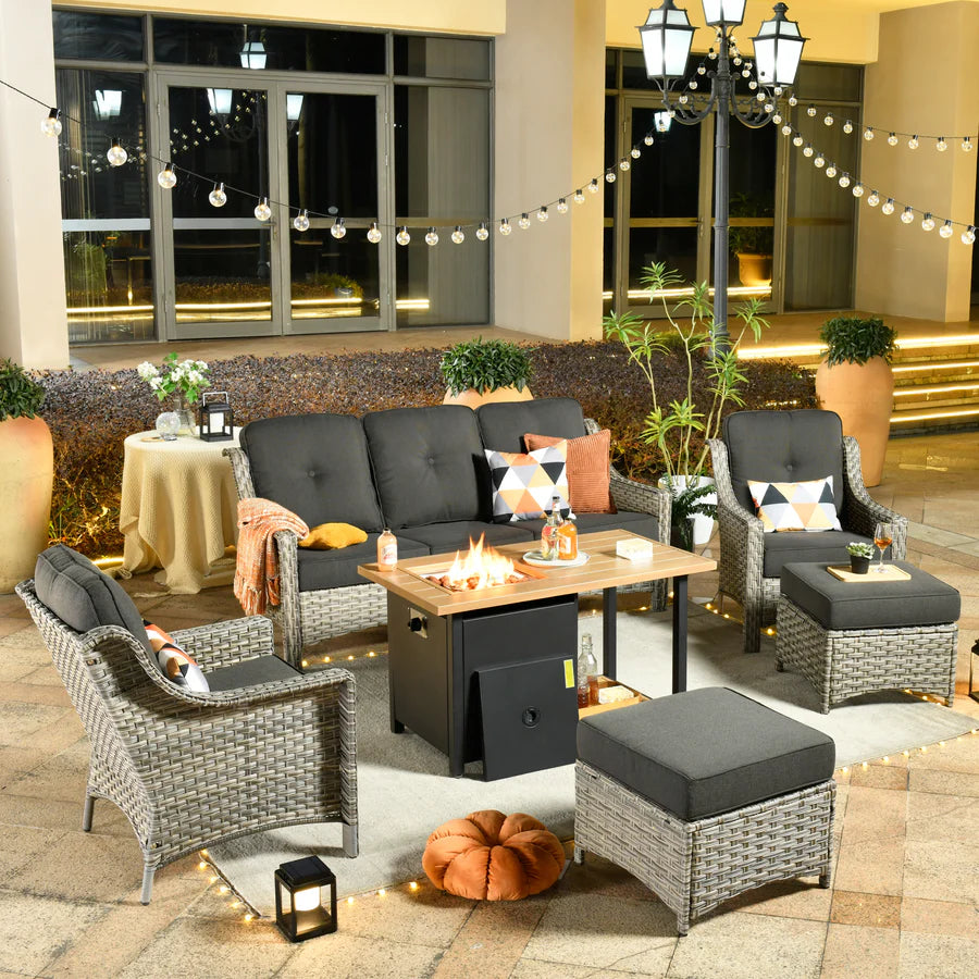 Conversation Set 6-Piece PAD Series include 46"Fire Pit Table