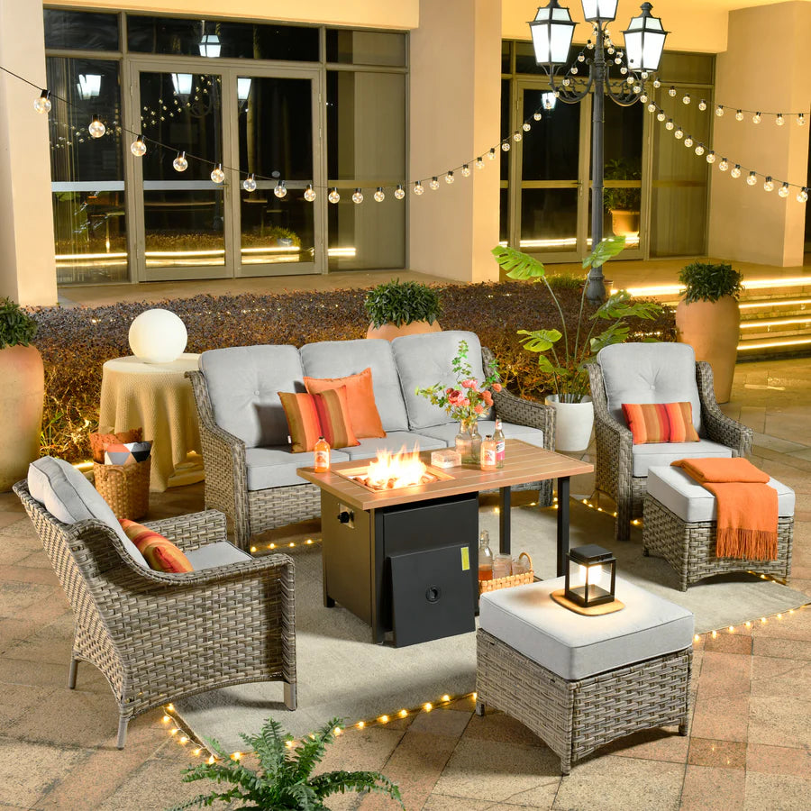 Conversation Set 6-Piece PAD Series include 46"Fire Pit Table