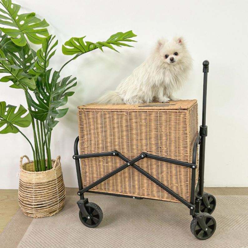 Knitting Pet Carrier Suitcase Bag Luggage with Mat and Handle Airline Approved on Wheels Stroller Trolley