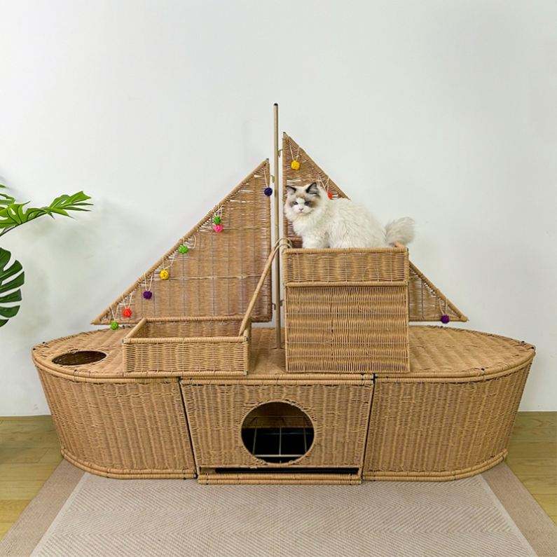 Large People and Pets Share Hand-woven Cat Bed Dog Bed Sailboats Pets Interactive Furniture Pet House