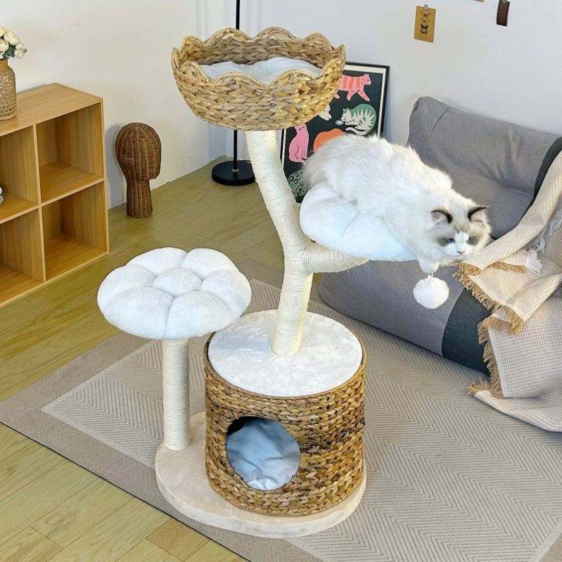 Luxury Cat Tree Tower Classic Large Wood Cat Scratching Post Unique Condo Furniture Pet Gift for Cat Lovers