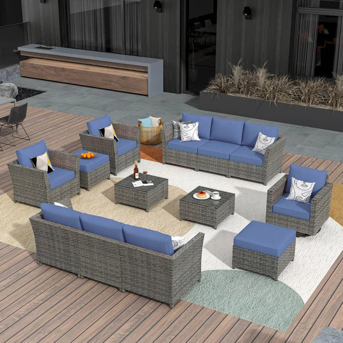 New Rimaru Series Patio Furniture Set 13-Piece include Swivel Chairs Set Partially Assembled