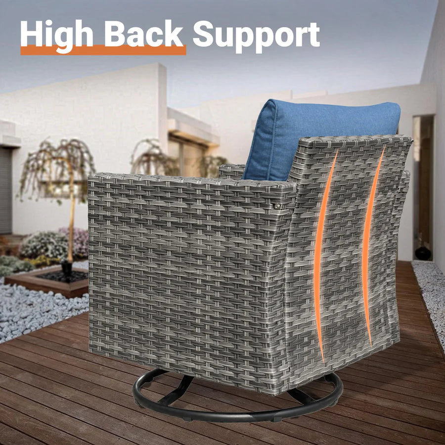 Outdoor 9 Piece Coversation Set with Swivel Rocking Chair,Sectional Patio Furniture Set with All-Weather Wicker Sofa