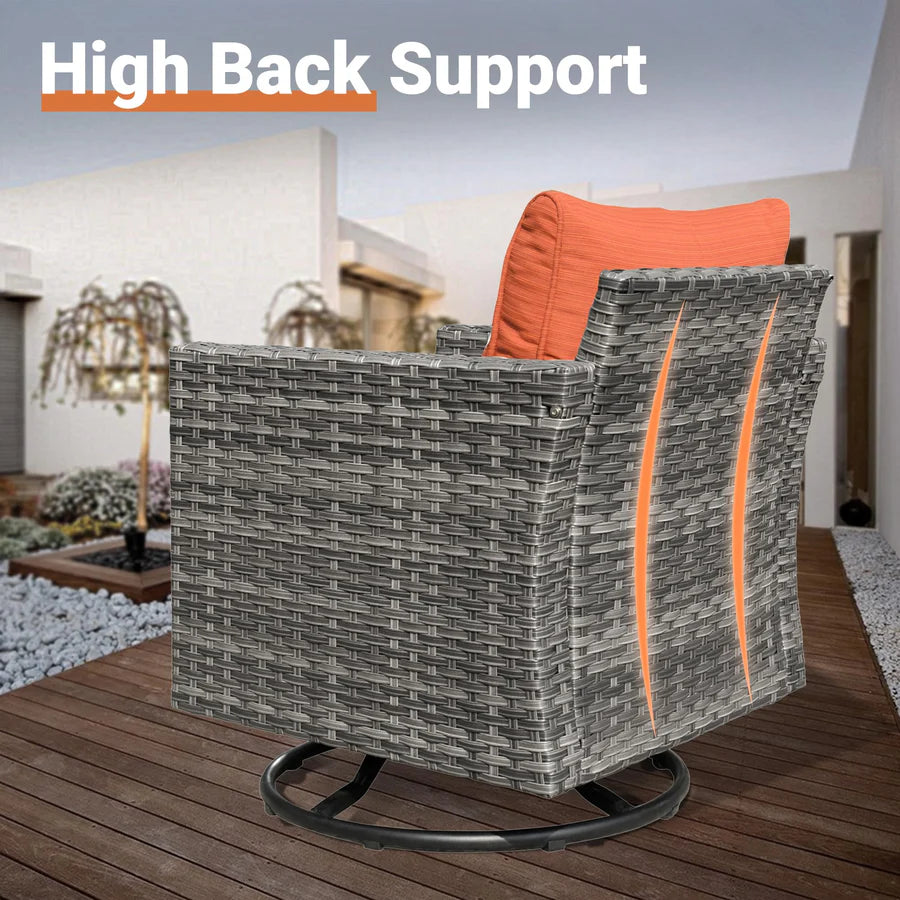 Outdoor 9 Piece Coversation Set with Swivel Rocking Chair,Sectional Patio Furniture Set with All-Weather Wicker Sofa