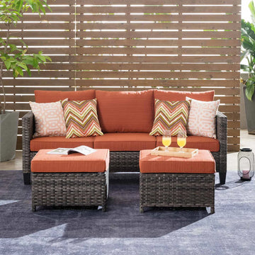 Outdoor Couch New Vultros 3-Piece High Back with Ottoman
