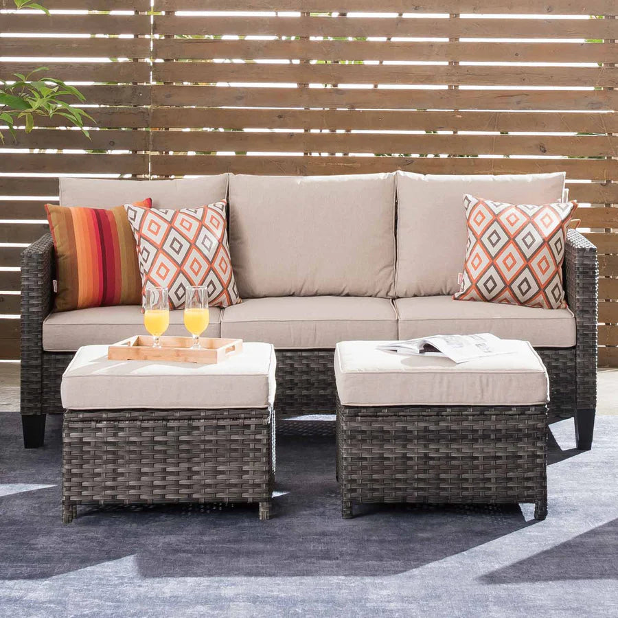 Outdoor Couch New Vultros 3-Piece High Back with Ottoman
