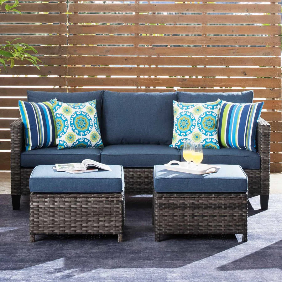 Outdoor Couch New Vultros 3-Piece High Back with Ottoman
