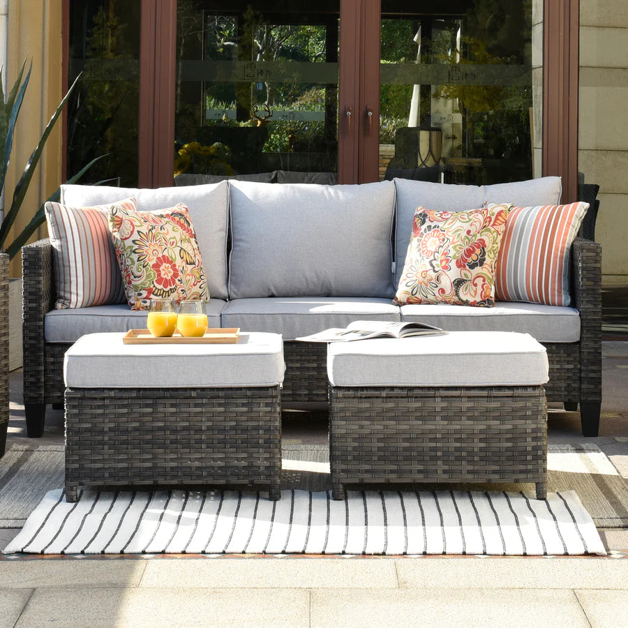 Outdoor Couch New Vultros 3-Piece High Back with Ottoman