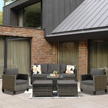 Patio Conversation Set New Vultros 6-Piece High Back with Cushions