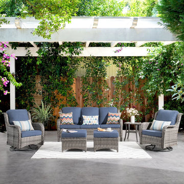 Patio Furniture Set 6-Piece with Rocking Chairs and Table Kenard