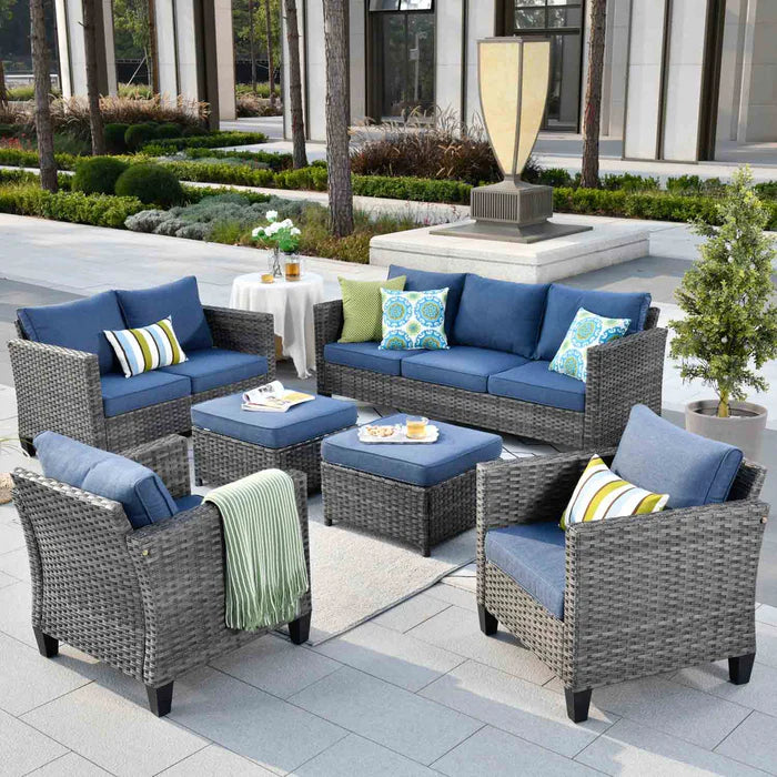 Patio Furniture Set New Vultros 7-Person High Back Sectional Sofa with Cushions