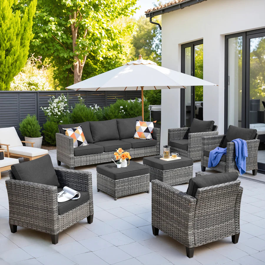 Patio Furniture Set New Vultros 7-Piece High Back with Cushions