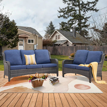 Patio Kenard 2-Piece Conversation Set with Loveseat and Three-seat Couch