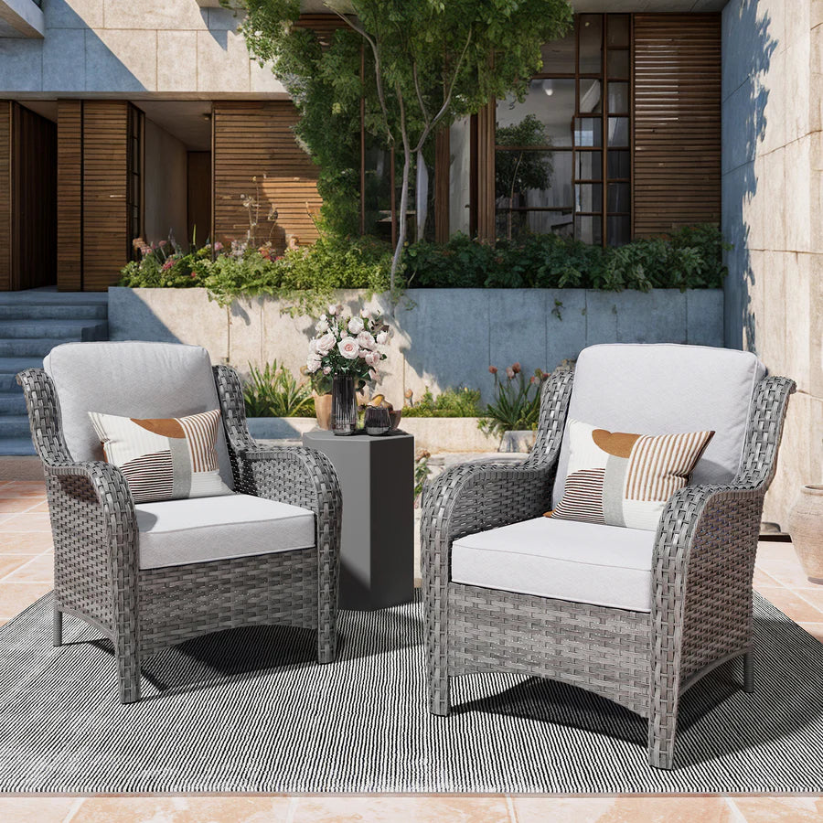 Patio Chairs 2-Piece Kenard Curved Handrest
