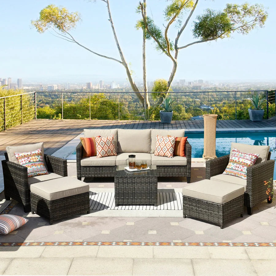 Patio Conversation Set New Vultros 6-Piece High Back with Cushions