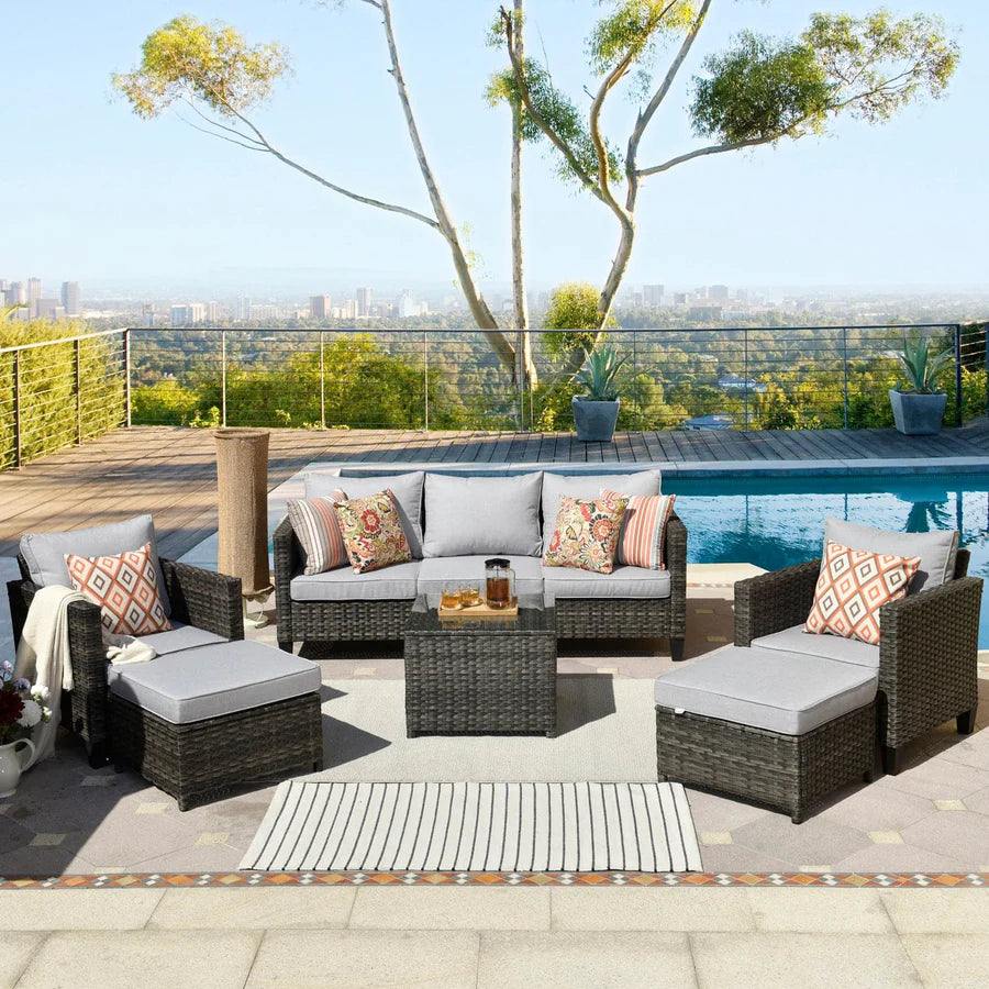 Patio Conversation Set New Vultros 6-Piece High Back with Cushions
