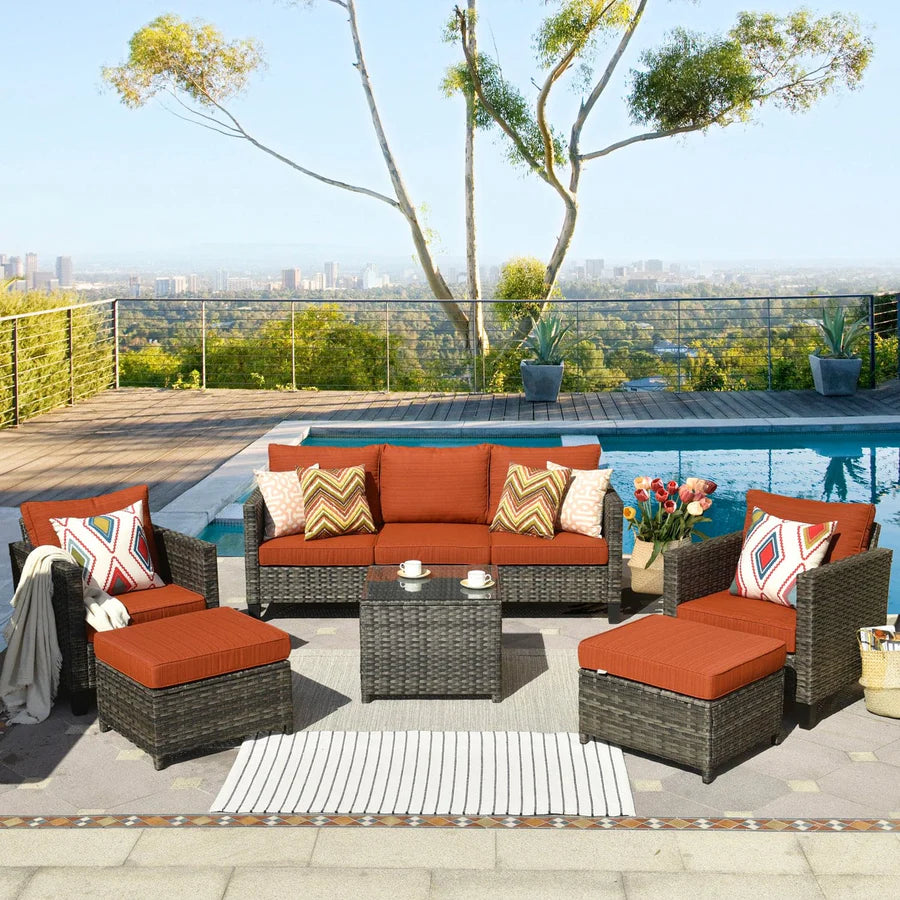 Patio Conversation Set New Vultros 6-Piece High Back with Cushions