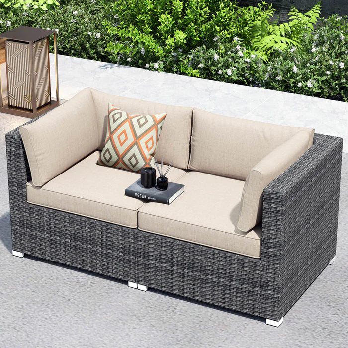 Patio Furniture Set 2-Piece Corner Sofa with Cushions and 4.13'' Wide Armrest