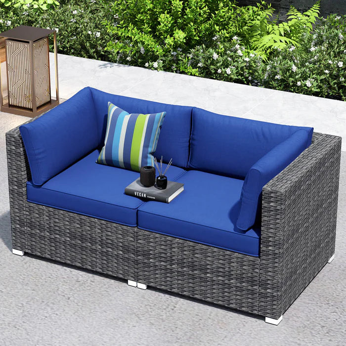 Patio Furniture Set 2-Piece Corner Sofa with Cushions and 4.13'' Wide Armrest