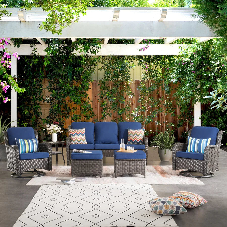 Patio Furniture Set 6-Piece with Rocking Chairs and Table Kenard