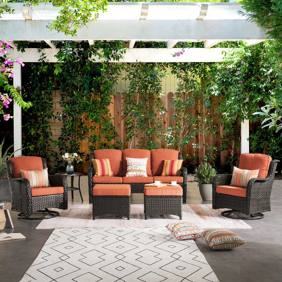 Patio Furniture Set 6-Piece with Rocking Chairs and Table Kenard