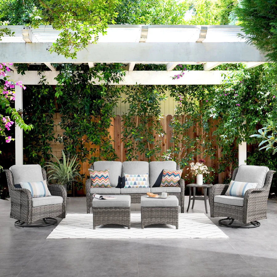 Patio Furniture Set 6-Piece with Rocking Chairs and Table Kenard