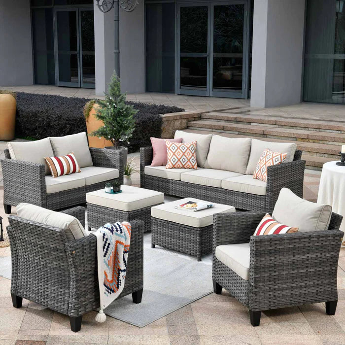 Patio Furniture Set New Vultros 7-Person High Back Sectional Sofa with Cushions