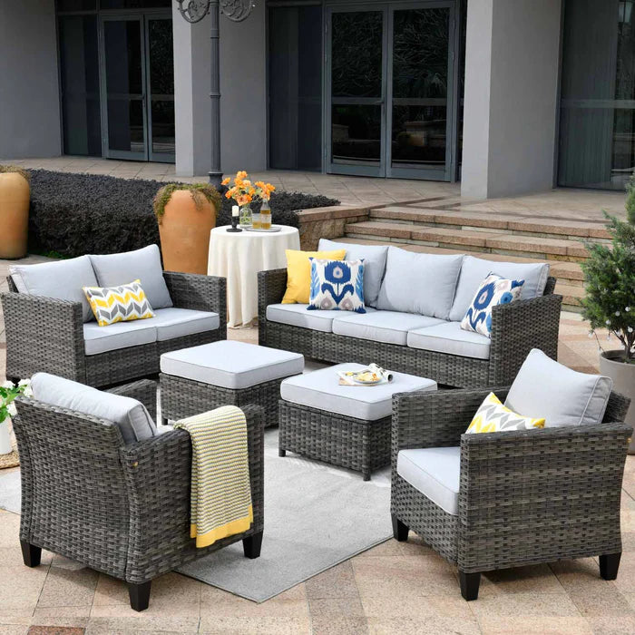 Patio Furniture Set New Vultros 7-Person High Back Sectional Sofa with Cushions