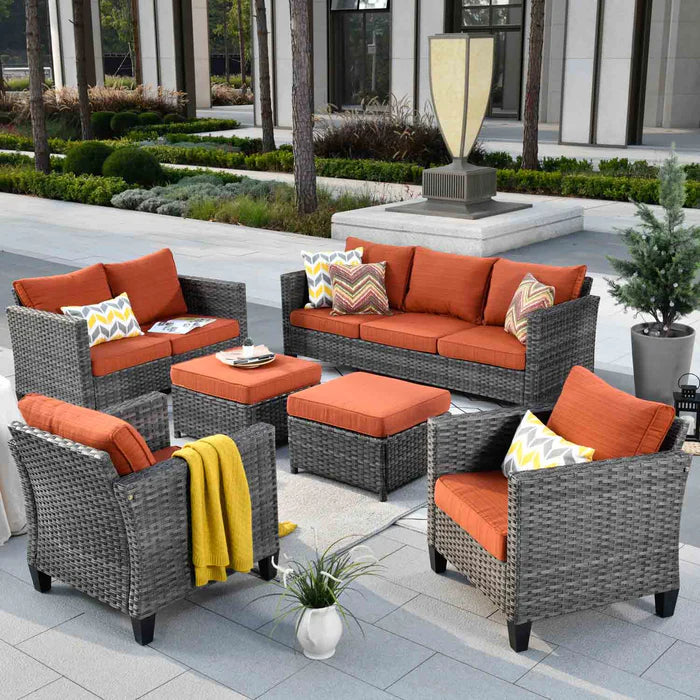Patio Furniture Set New Vultros 7-Person High Back Sectional Sofa with Cushions