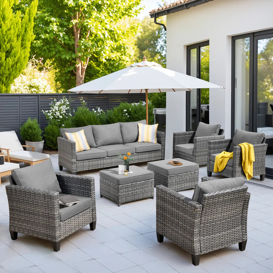 Patio Furniture Set New Vultros 7-Piece High Back with Cushions