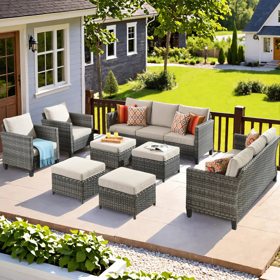 Patio Furniture Set New Vultros 8-Piece High Back with Cushions