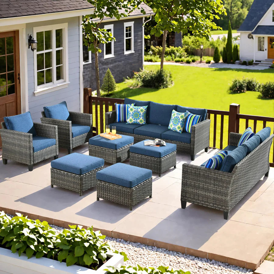 Patio Furniture Set New Vultros 8-Piece High Back with Cushions