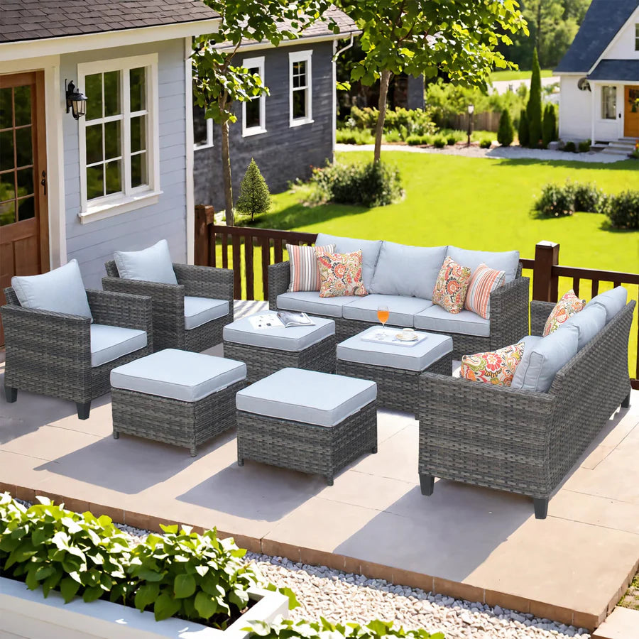 Patio Furniture Set New Vultros 8-Piece High Back with Cushions