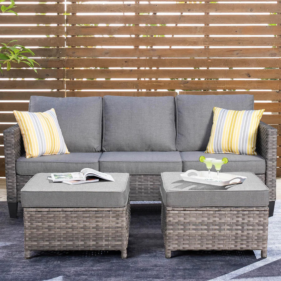 Outdoor Couch New Vultros 3-Piece High Back with Ottoman