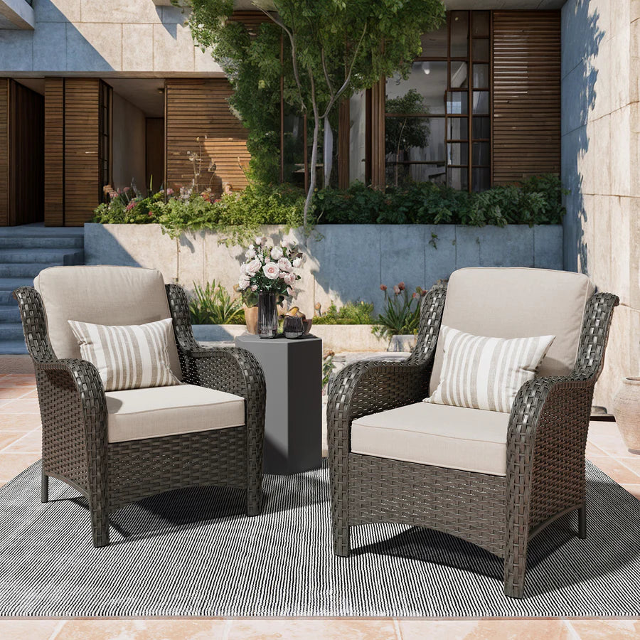 Patio Chairs 2-Piece Kenard Curved Handrest
