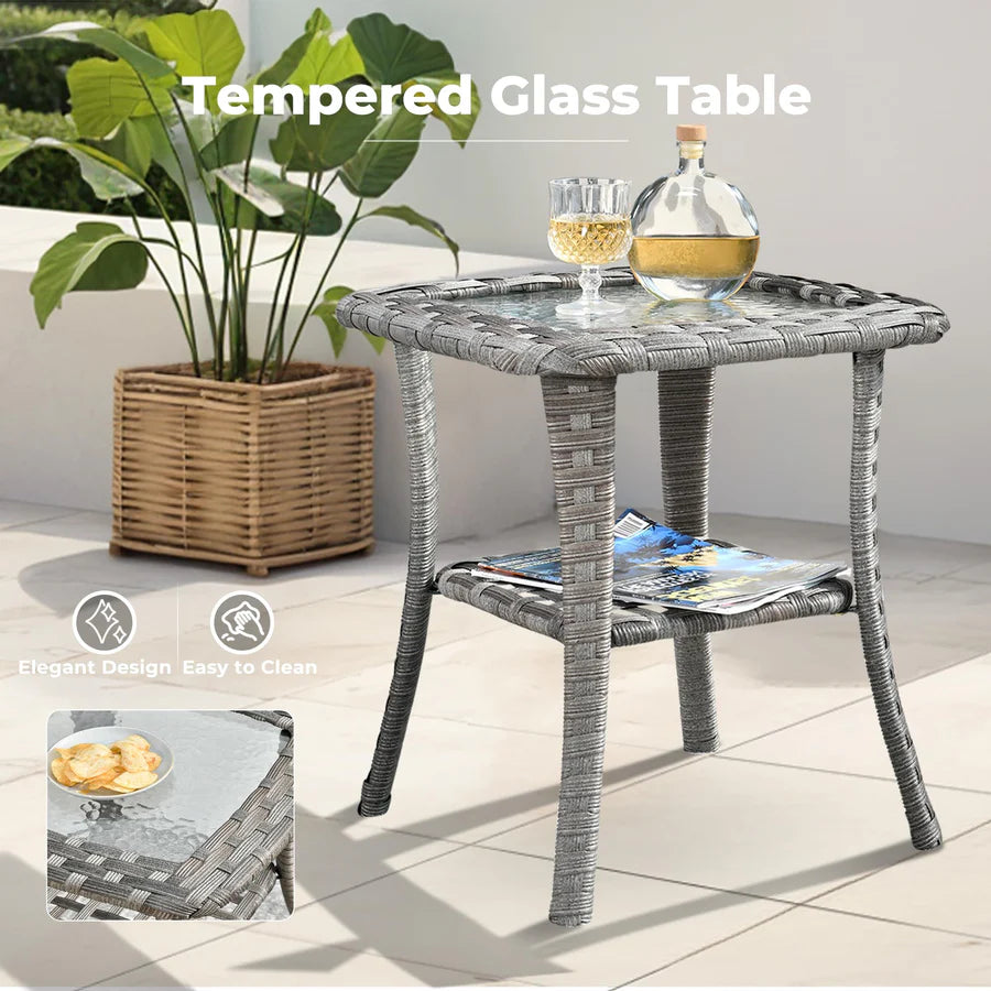 10 Pieces Patio Furniture with 7.68'' Handrails and 30'' Fire Pit Table Rocking Chair
