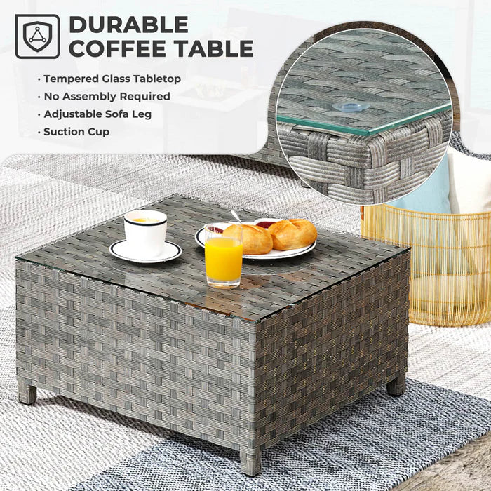 New Rimaru Series Patio Furniture Set 10-Piece include 42"Rectangle Fire Pit Table Partially Assembled