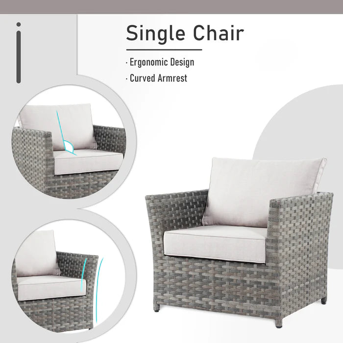 Patio Furniture Set 10-Piece include 42"Rectangle Fire Pit Table&Swivel Chairs, Partially Assembled,BRS Series