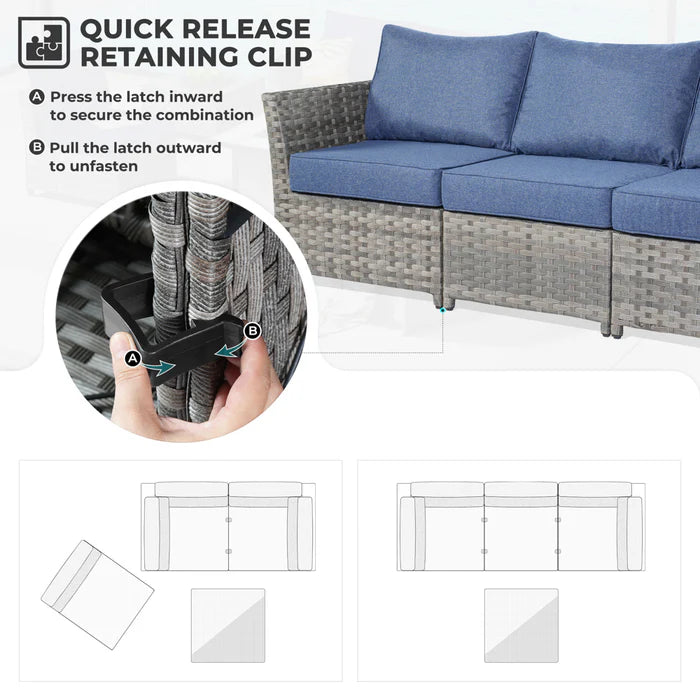 Patio Furniture Set New Rimaru 7-Piece Set include 30'' Square Fire Pit Table Partially Assembled
