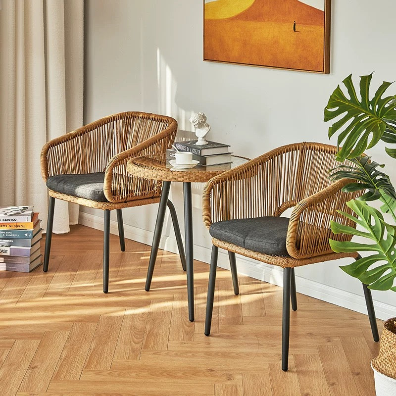 Balcony leisure table and chair outdoor homestay courtyard household coffee table three-piece combination internet celebrity outdoor rattan chair rocking chair
