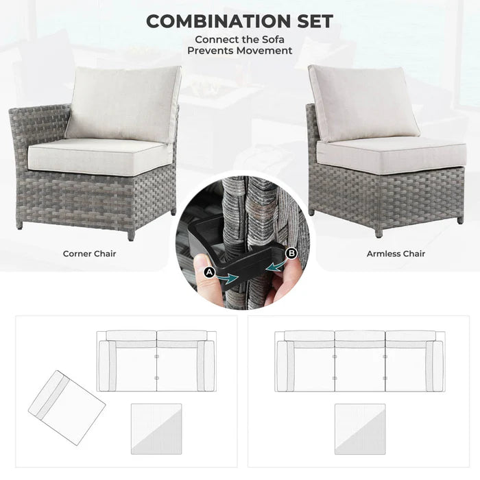 New Rimaru Series Patio Furniture Set 7-Piece include Swivel Chairs Set Partially Assembled