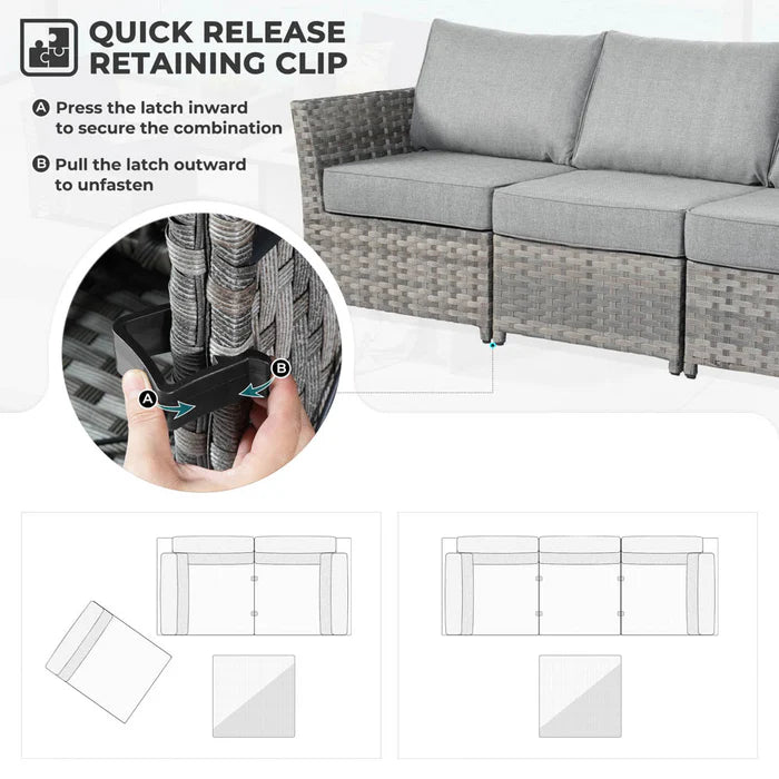 New Rimaru Series Patio Furniture Set 7-Piece include Swivel Chairs Set Partially Assembled