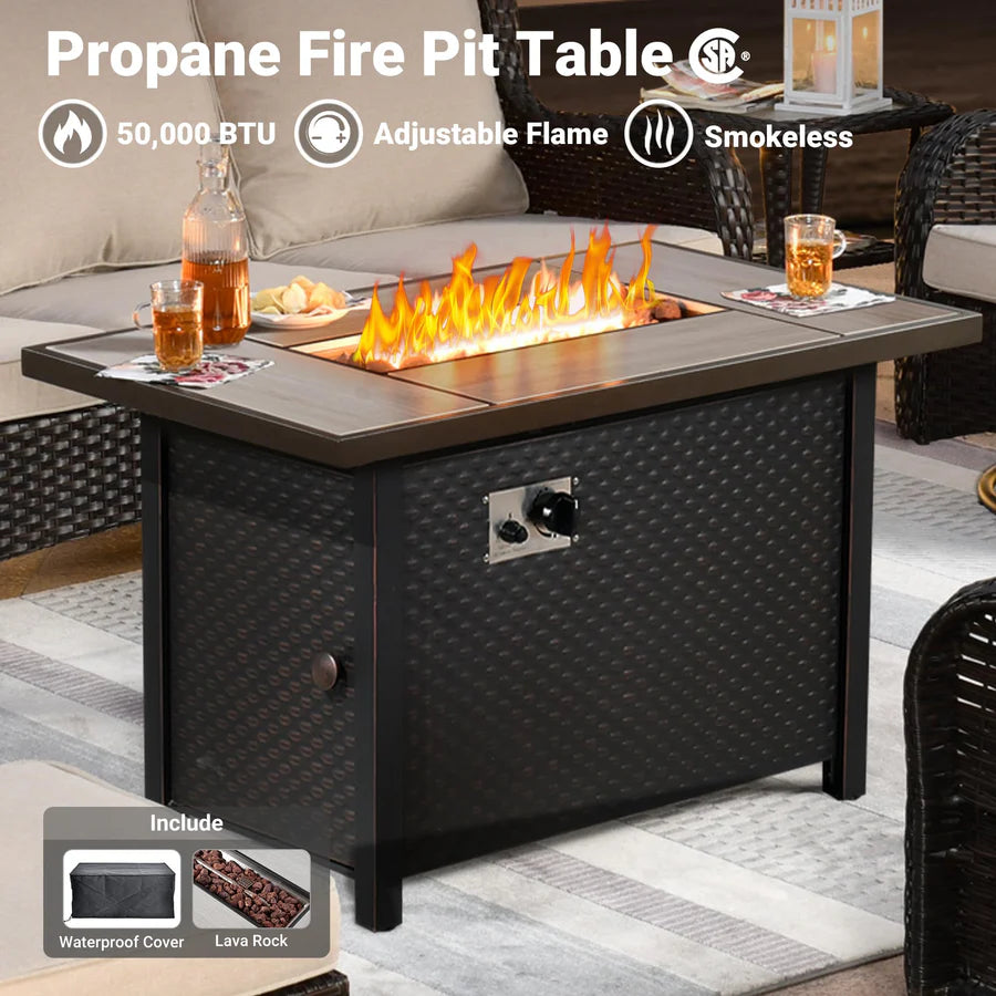 Outdoor Furniture 7-Piece with 42'' Fire Pit Table and Kenard 2 Rocking Chairs