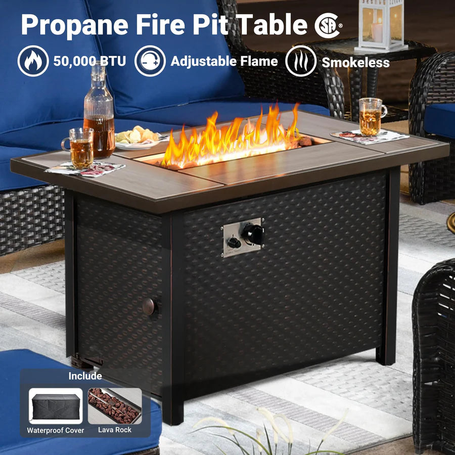 Outdoor Furniture 7-Piece with 42'' Fire Pit Table and Kenard 2 Rocking Chairs
