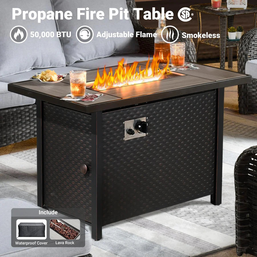 Outdoor Furniture 7-Piece with 42'' Fire Pit Table and Kenard 2 Rocking Chairs