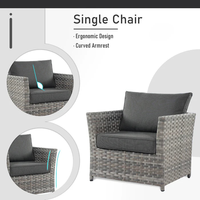 Patio Furniture Set 10-Piece include 42"Rectangle Fire Pit Table&Swivel Chairs, Partially Assembled,BRS Series