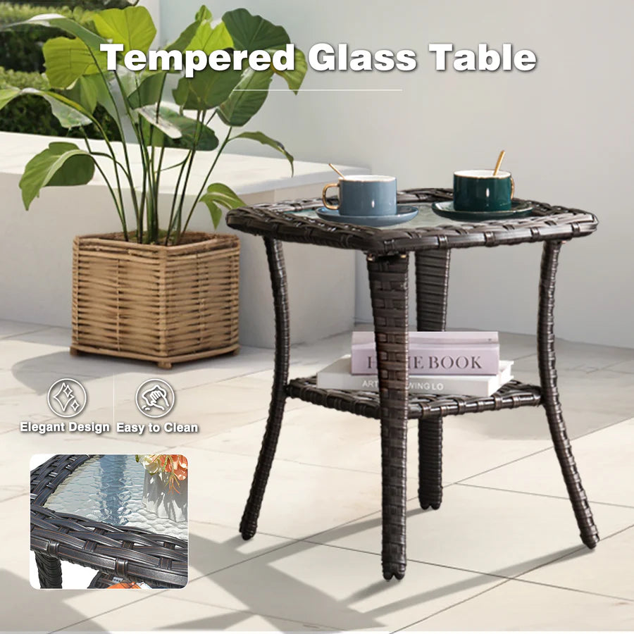 Patio Conversation Set 10-Piece with Rocking Chairs and Table Kenard