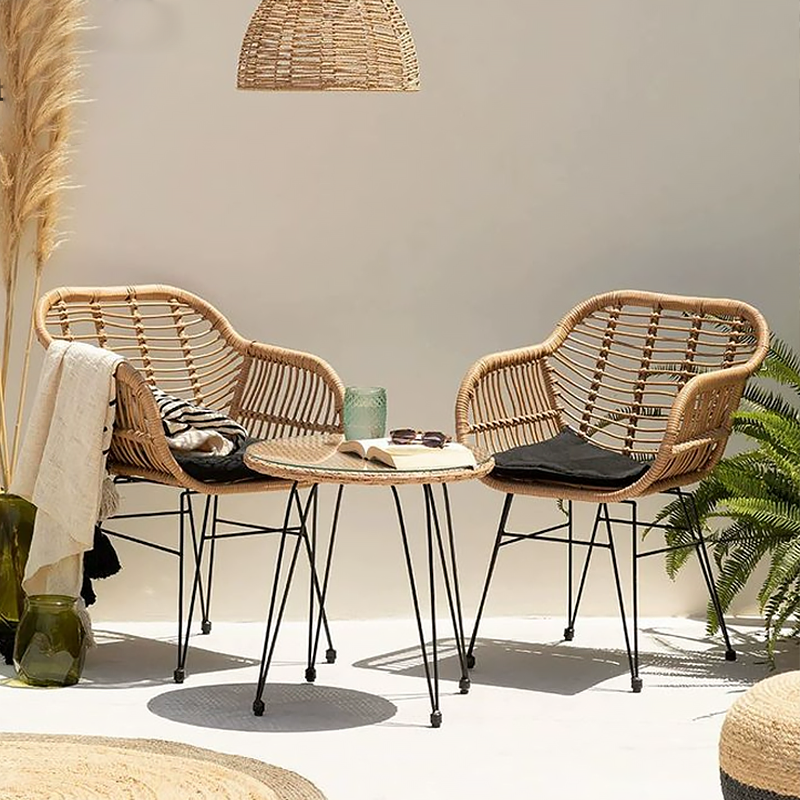 Balcony leisure table and chair outdoor homestay courtyard household coffee table three-piece combination internet celebrity outdoor rattan chair rocking chair